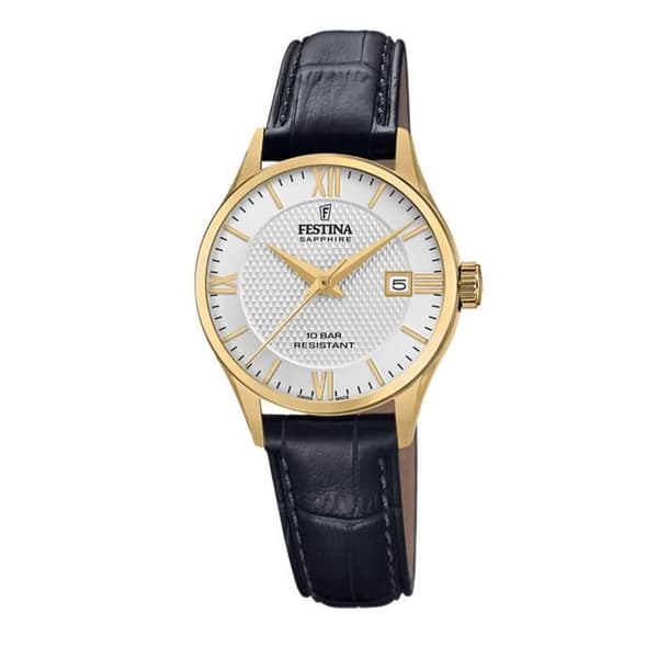 Ur - FESTINA - Kvinde - Guld og sort - Læder og stof - Analog