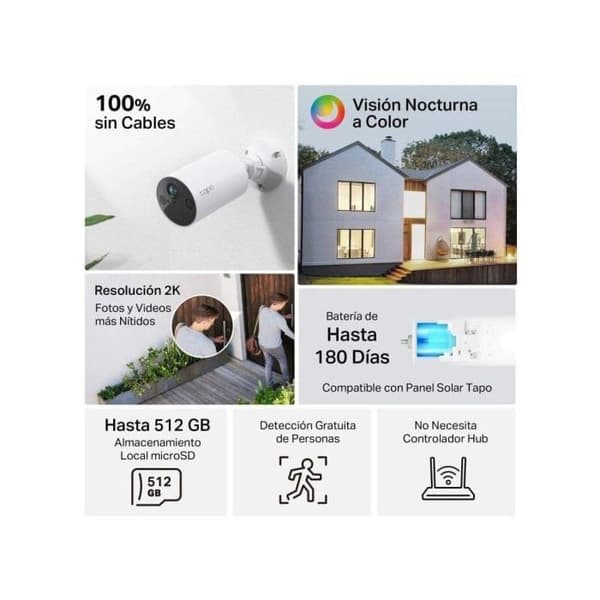 TP-Link KIT TC82 Solcellsdriven säkerhetskamera - Nattvision - Utomhus - Vit