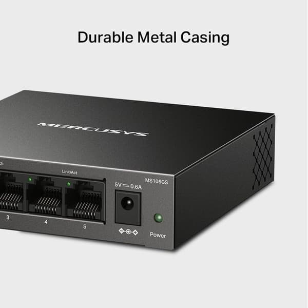 Gigabit Ethernet-switch - MERCUSYS - MS105GS - 5 portar - Metallchassi - Tyst