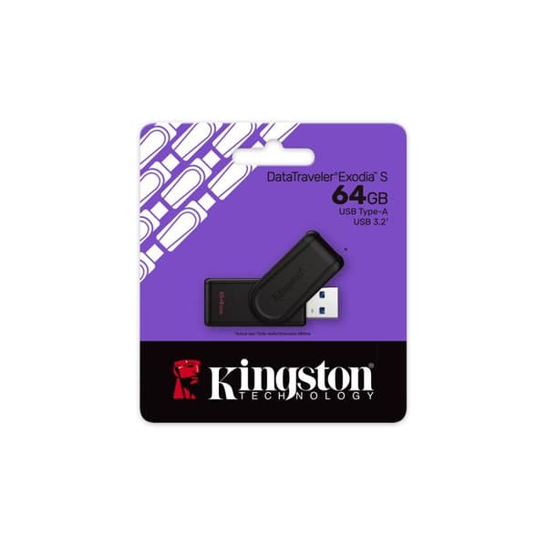 USB-nøgle - KINGSTON - DataTraveler Exodia S - 64Go - USB 3.2 Gen 1 - Sort