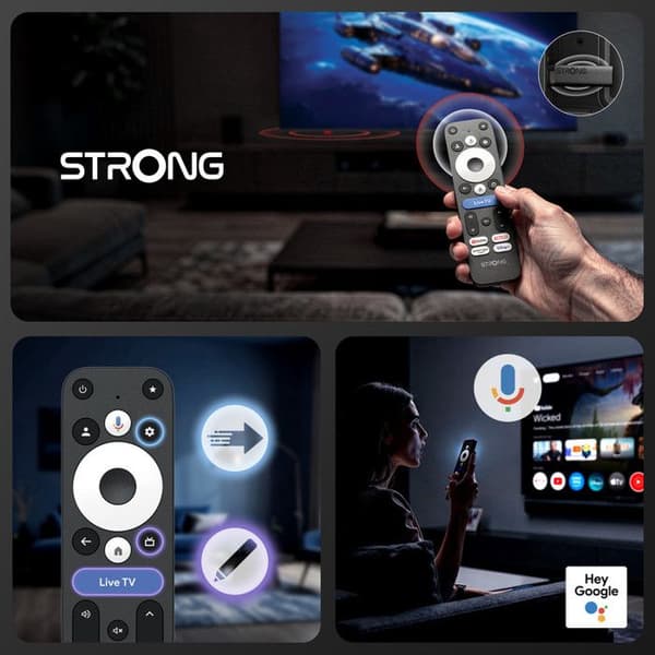 STRONG - LEAP-NOVA - Streaming Box Google TV 4K - Chromecast - Wifi 6 - 32 Go - Bluetooth - Röstassistent - Dolby Atmos/Vision
