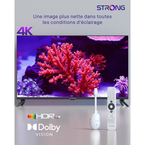 STRONG - LEAP-NEVE - Streaming Box Google TV 4K-Chromecast - Bluetooth - Google Stemmeassistent - Wifi 6 - Dolby Atmos/Vision - HDR