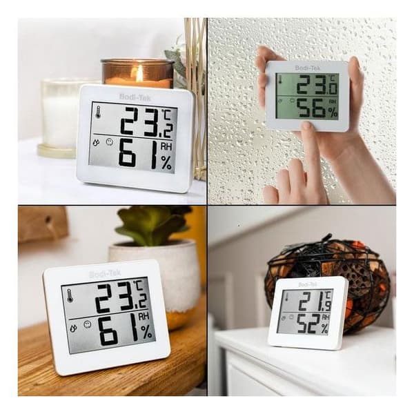 Termometer og hygrometer - BODI-TEK - Model Bodi-Tek - LCD-display - Trådløs - Hvid farve