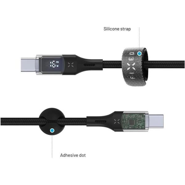 USB-C-kabel - FIXED - 1,2 m - 100 W - Snabbladdning - Synkronisering - LED-indikering