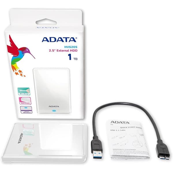 ADATA HV620S 1TB USB 3.1 ekstern harddisk hvid
