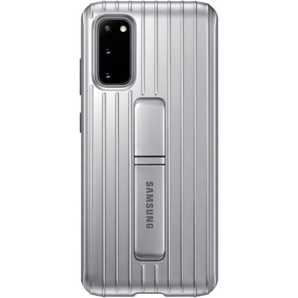 Cover - SAMSUNG - Galaxy S20 - Sølv - Beskyttelse mod ridser - Foldbare ben