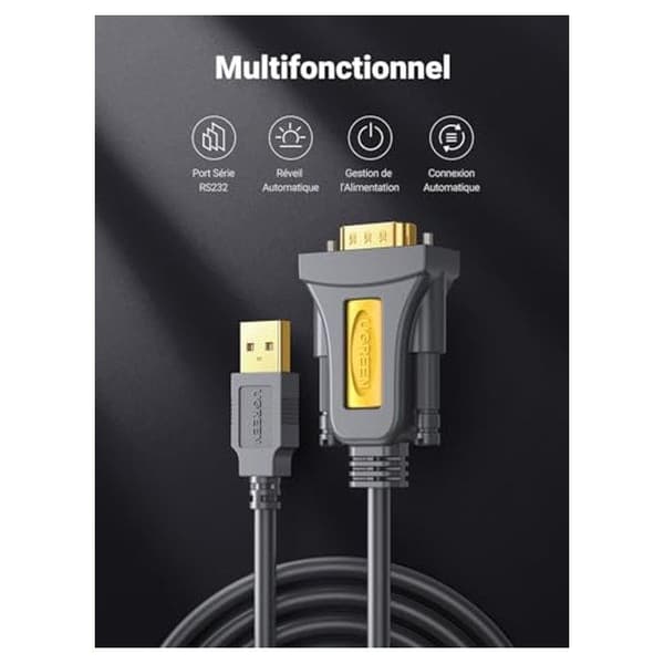 RS232 USB Kabel Adapter USB til DB9 Han (3M) - Rute - Ingen stik