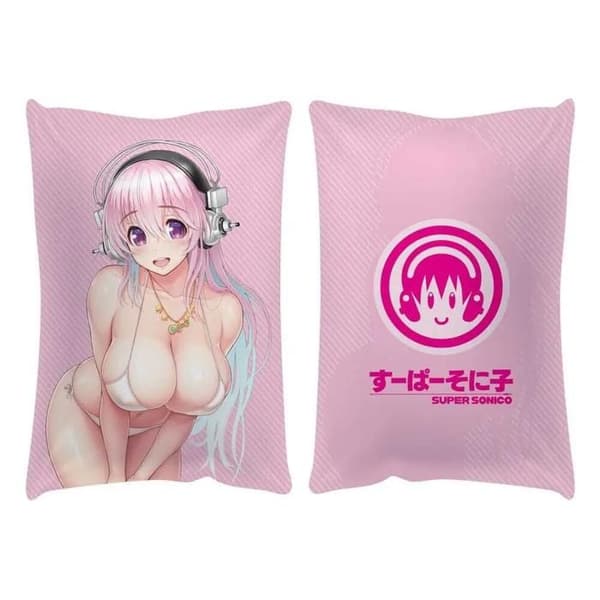 Kudde - Super Sonico Baddräkt Version - Rosa - Rektangulär 50 x 35 cm - Tvättbart med dragkedja