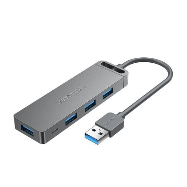 USB 3.0 Hub - VENTION - CHLHD - 4x USB 3.0 - Micro-USB strømforsyning - 5 Gbps - Grå