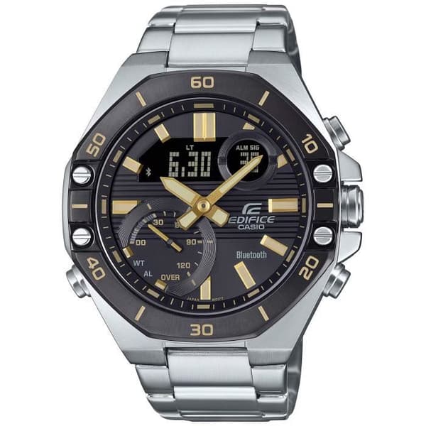 Ur - CASIO - ECB-10DB-1A9EF - Rustfrit stål - Vandafvisende 10 bar - Dobbelt display
