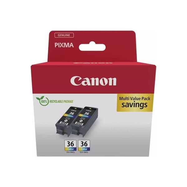Pakke med 2 CANON CLI-36 blækpatroner - Multi farver