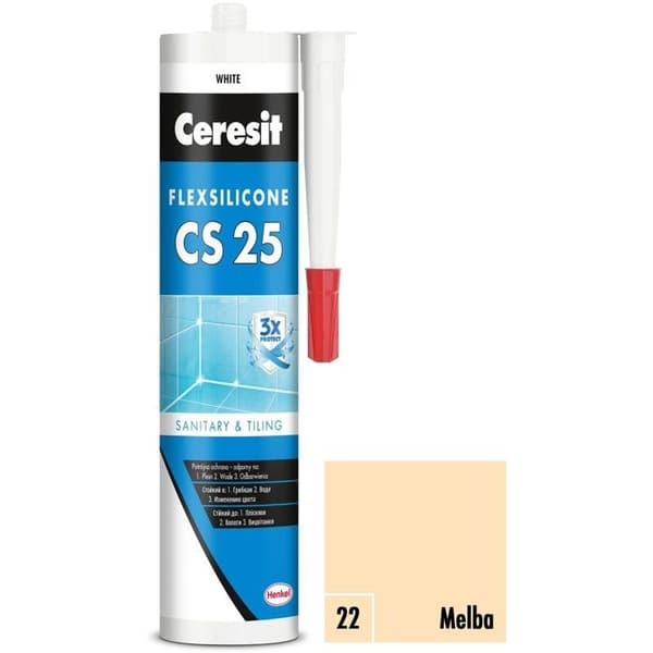 Sanitetssilikon - CERESIT - CS 25 - 280 ml - Elastisk - Mögelresistent