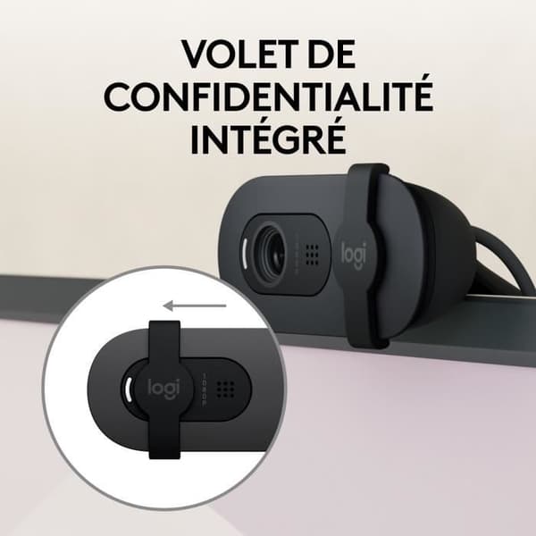 Webcam - Full HD 1080p - Logitech - Brio 100 - Integreret mikrofon - Grafit