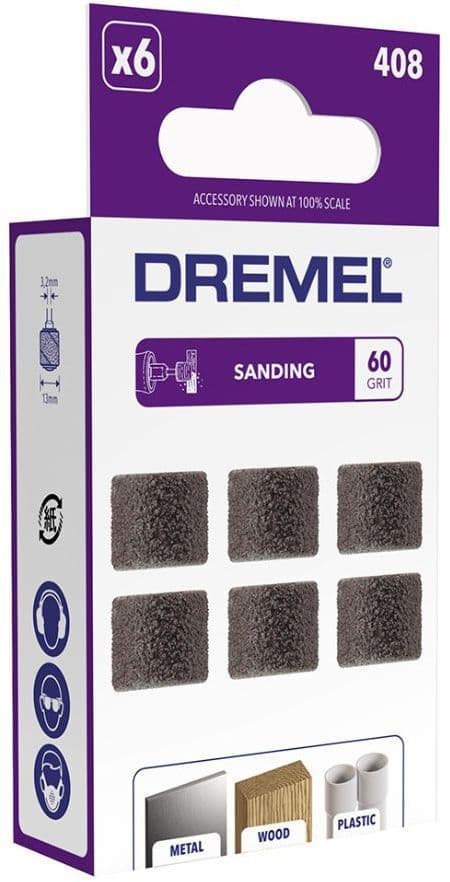 Sæt med 6 DREMEL 408 Slibebånd - Diameter 13mm - Korn 60 - Til multifunktionsværktøj