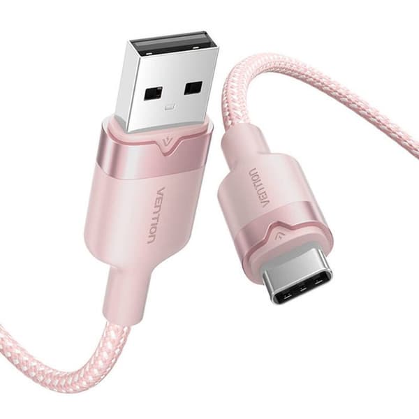 USB A till USB-C-kabel - VENTION - CTNPF - 3A - 1 m - Rosa
