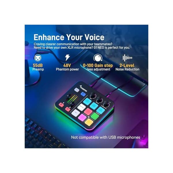 Mixertable - MAONO - G1 NEO - Pro 48V Förförstärkare - RGB - Bluetooth