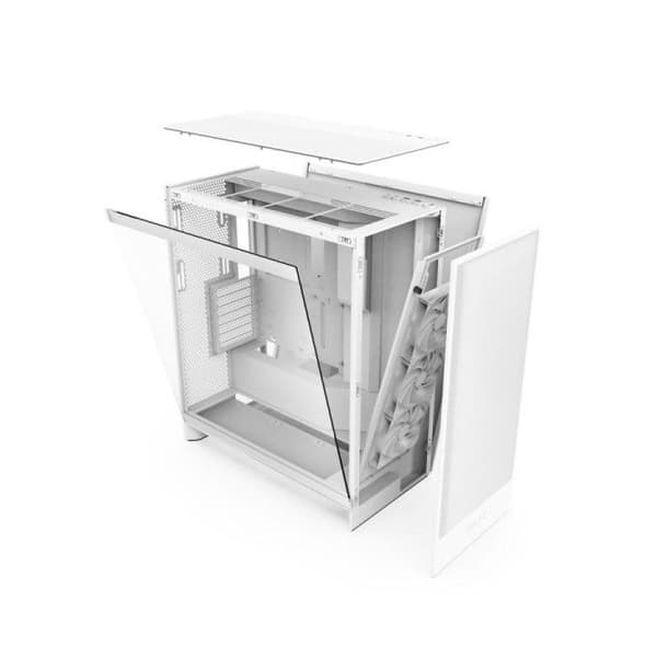Medium tower chassis - NZXT - H7 Flow - Vit - Effektiv kylning - Härdat glas
