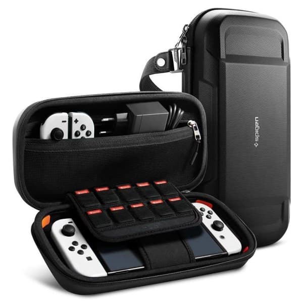 Coque - SPIGEN - AFA04021 - Kompatibel med Nintendo Switch OLED - Sort - Forstærket beskyttelse