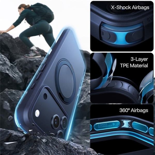 Skal för iPhone 17 Pro - TPU+PC, Mörkblå, Med Stöd