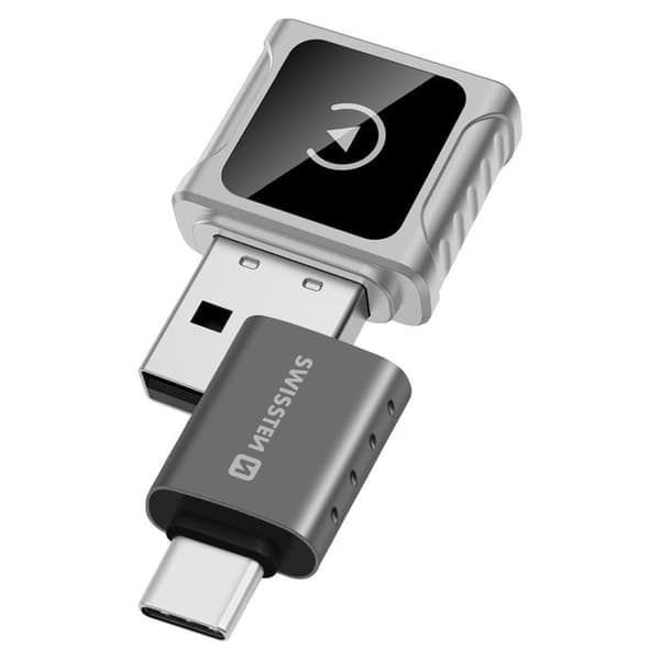 Trådlös CarLINK-adapter för CarPlay och Android Auto / USB-C-adapter Swissten Grå