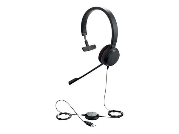 Hörlurar - JABRA - Evolve 20 Mono - Microsoft-certifierad - Passiv dämpning - USB