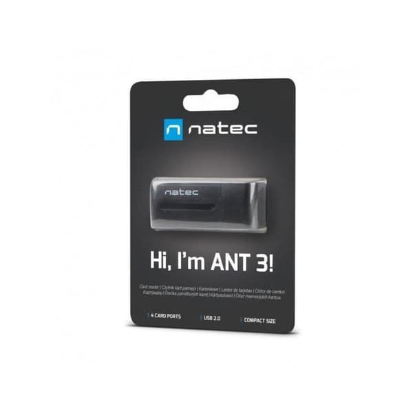 NATEC MINI ANT 3 kortlæser - SDHC, MMC, M2, micro SD - USB 2.0 sort NCZ-0560