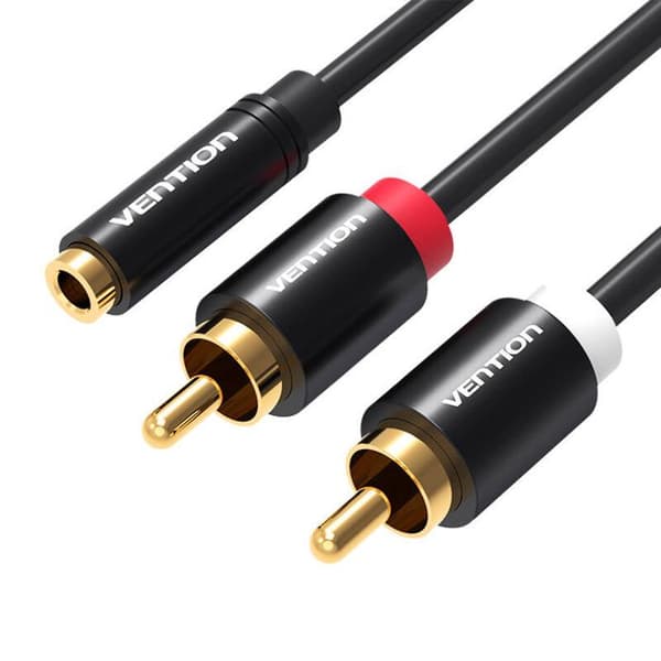Lydkabel 3,5 mm - VENTION - VAB-R01-B200 - 2 m - RCA-hanne - Sort