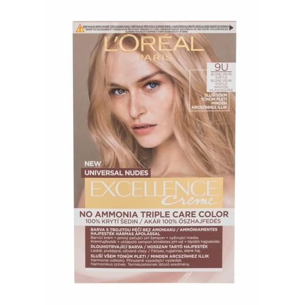 Hårfarve - L'oréal Paris Excellence Creme - 9U Meget Lys Blond - Triple Beskyttelse - Creme