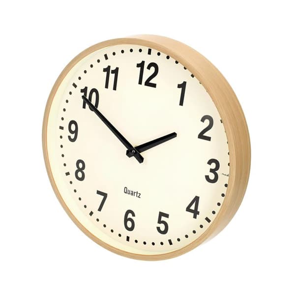 Tyst Väggklocka 30 cm Träeffekt Stora Siffror Lättläst Nedis Beige