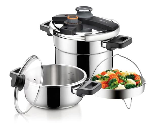 Trykkogekande - TESCOMA - T702768 - Rustfrit stål - 6 liter - Sort/grå