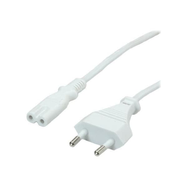 Strømledning - SECOMP - Europlug (M) til IEC 60320 C7 - 1,8 m - Hvid