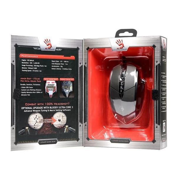 A4tech Bloody V7M USB Gamer Laser Mouse - Sort - 7 knapper - 3200 dpi