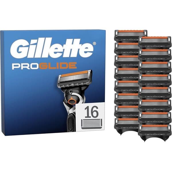 Barberblade - GILLETTE - Proglide - 5 blade - Pakke med 16 - Smørebånd x2