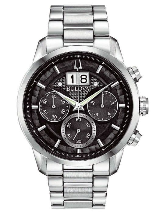 Ur - Bulova - 96B319 - Analog - Rustfrit stål - Sort urskive