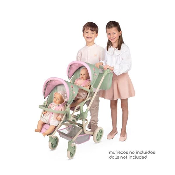 Dukkevogn op til 52 cm, multiposition, dobbelt, sammenfoldelig