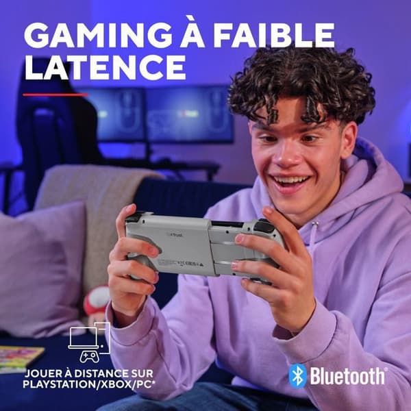 GXTrust Manette Smartphone Bluetooth - Trust GXT 735 Mylox - Android/iPhone/PS5/Xbox - RGB - Dubbel vibration - Grå