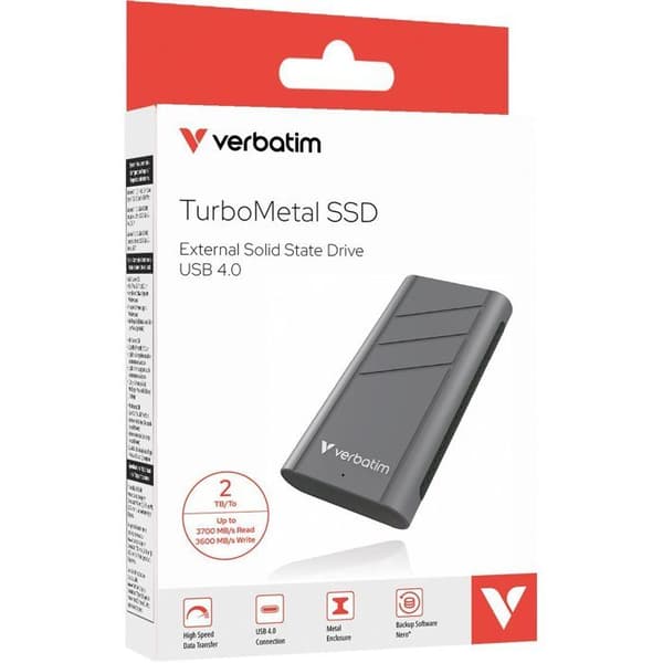 Ekstern SSD-disk - VERBATIM - TurboMetal - 2 To - Grå