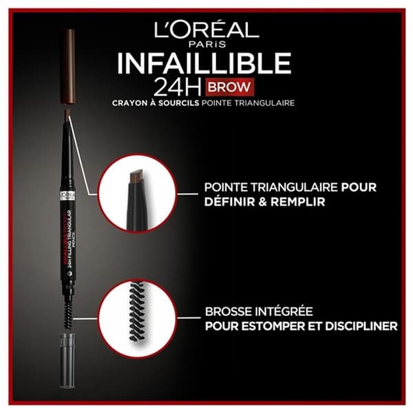 Ögonbrynspenna - L'Oréal Paris - Infaillible Brows 24h - Vattentät - Triangulär spets - 1ml