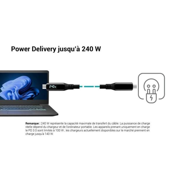 I-TEC Thunderbolt 4/USB4 Class Pro Kabel 240W med LCD 40 Gbps 150 cm