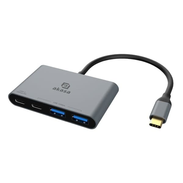 USB Hub - AKASA - Aluminium 4 i 1 - 10 Gbps - 4 porte - Kompatibel med Mac/Windows/Linux