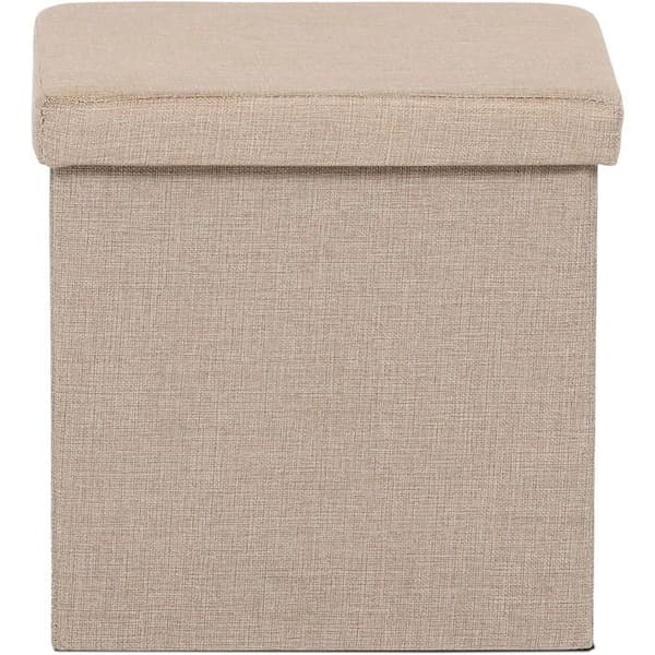 Pall - TAB - 38 x 38 cm - Beige - Textil - Integrerad förvaring