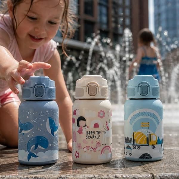 PETITE&MARS Barnflaska i stål 350 ml Work Zone 12m+