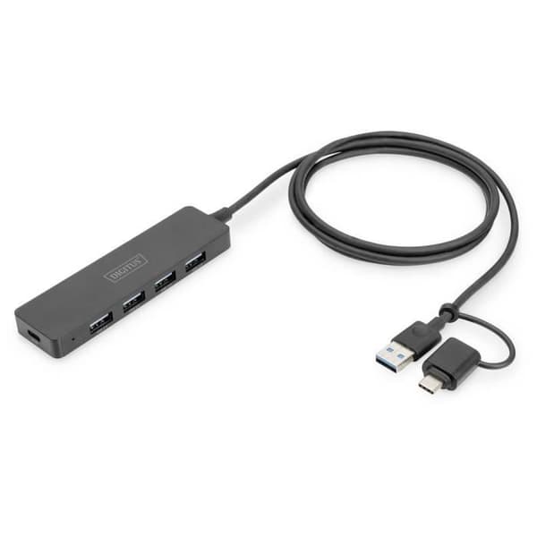 USB 3.0 Hub - Digitus - DA-70236 - 4 porte - Sort - Dataoverførsel 5 Gb/s