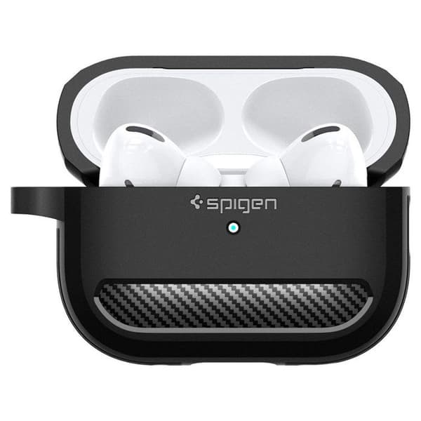 Etui til AirPods Pro - Spigen - Rugged Armor - Sort - Stødresistent - Termoplastisk