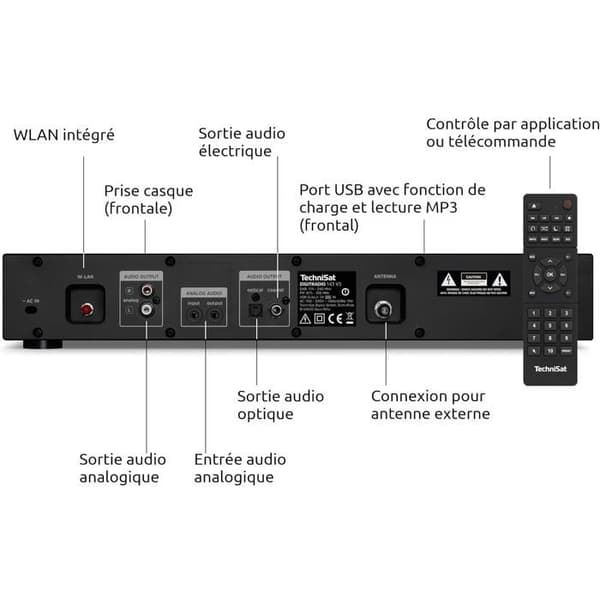 TechniSat DIGITRADIO 143 (V3) – Tuner HiFi DAB+ / FM / Internet, Bluetooth, Spotify Connect, 43,5 cm, sort