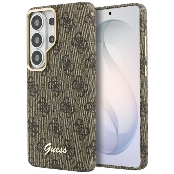 Coque Guess 4G Script MagSafe för Samsung Galaxy S26 - Brun