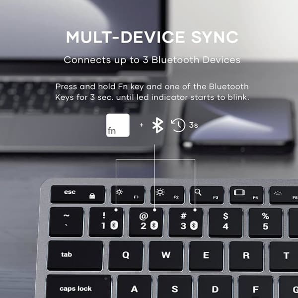 Tastatur - Satechi - Slim X1 - Bluetooth - USB-C - Baggrundsbelyst QWERTY Grå
