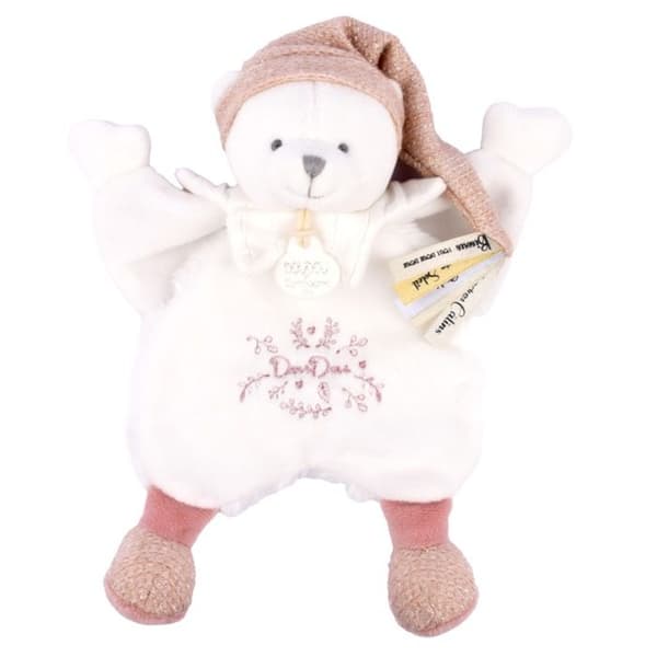 Ours Doudou Cape 25cm Hvid Rosa - DOUDOU ET COMPAGNIE