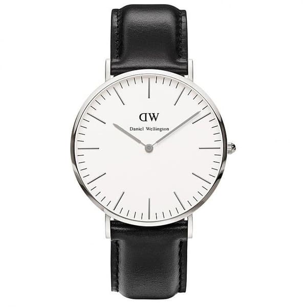 Ur - DANIEL WELLINGTON - Sheffield - Rustfrit stål - Sort læder - 40mm diameter