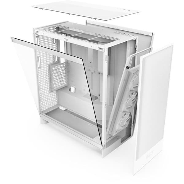 PC-chassi Medium Tower - NZXT - H7 Flow RGB (2024) - Inbyggd RGB - Färg Vit - Optimerad luftflöde